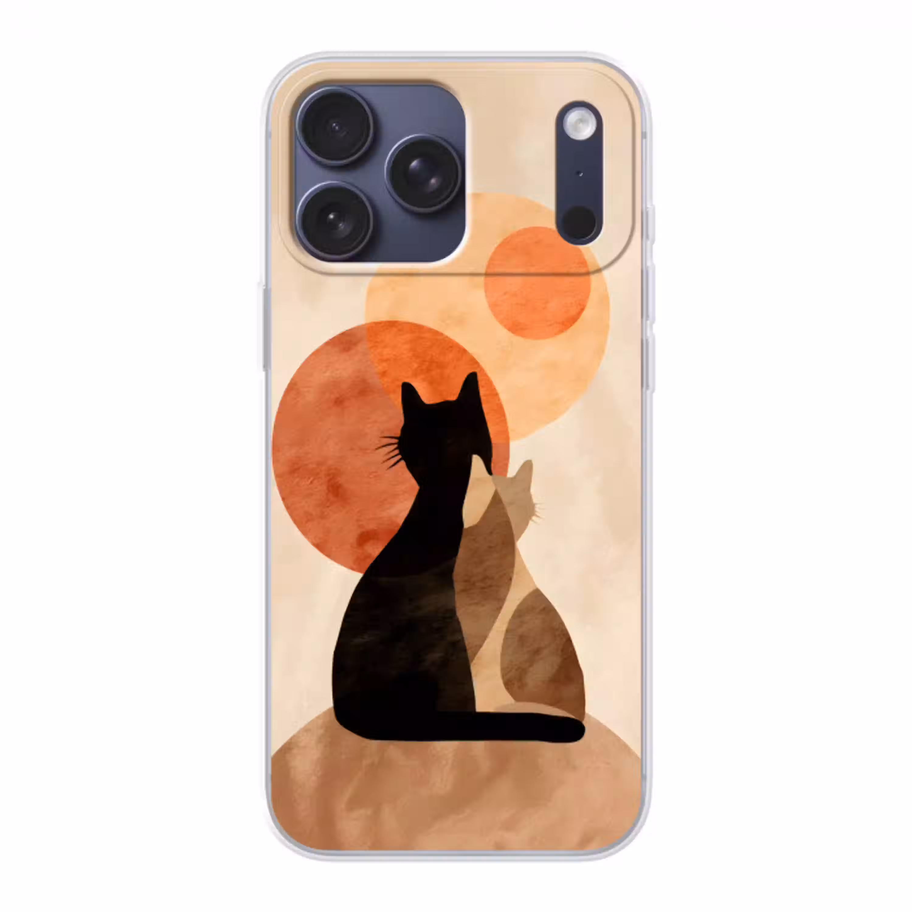 Katten - Zwart - Abstract - Cirkels Telefoonhoesje iPhone 17 Pro Max klein -3d
