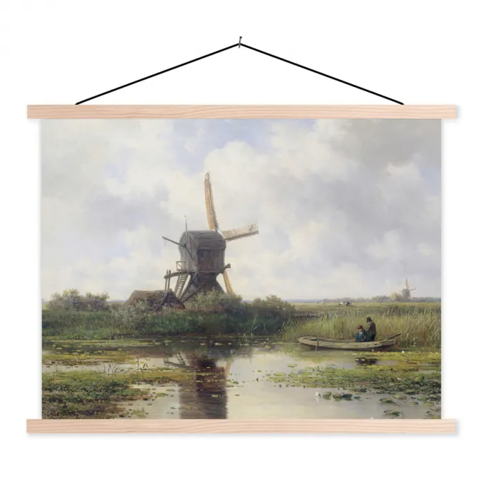 Molen - Willem Roelofs - Oude meesters - Kunst textielposter latten blank klein -3d