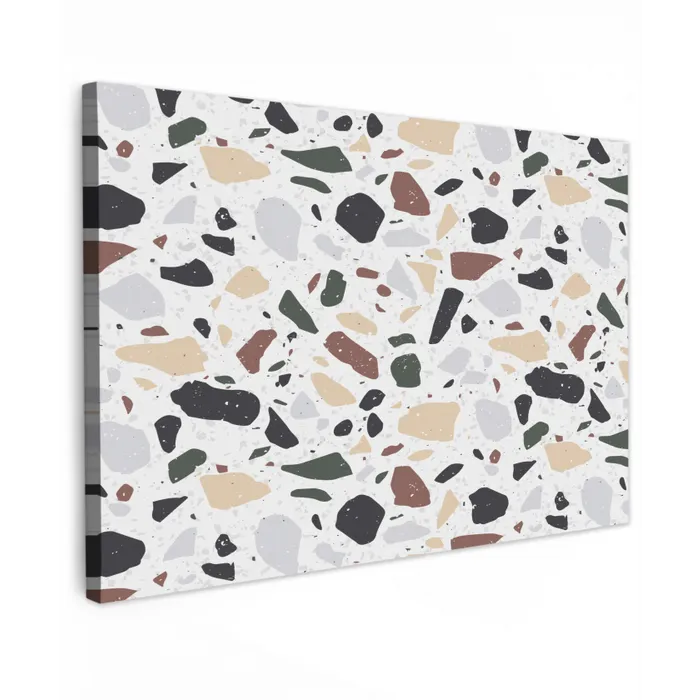 Terrazzo -  Patroon - Kleurrijk - Klei Tuinposter op houten frame 2 cm dik klein 845 -3d