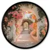 Doorkijk - Boog - Bloemen - Pastel Fotolijst rond zonder passe partout klein -3d