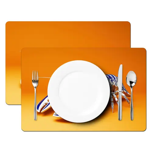 Kreeft - Delftsblauw - Schild - Stoer - Oranje Placemat vinyl groot -zzsfeer2_Kitchenyeah-website