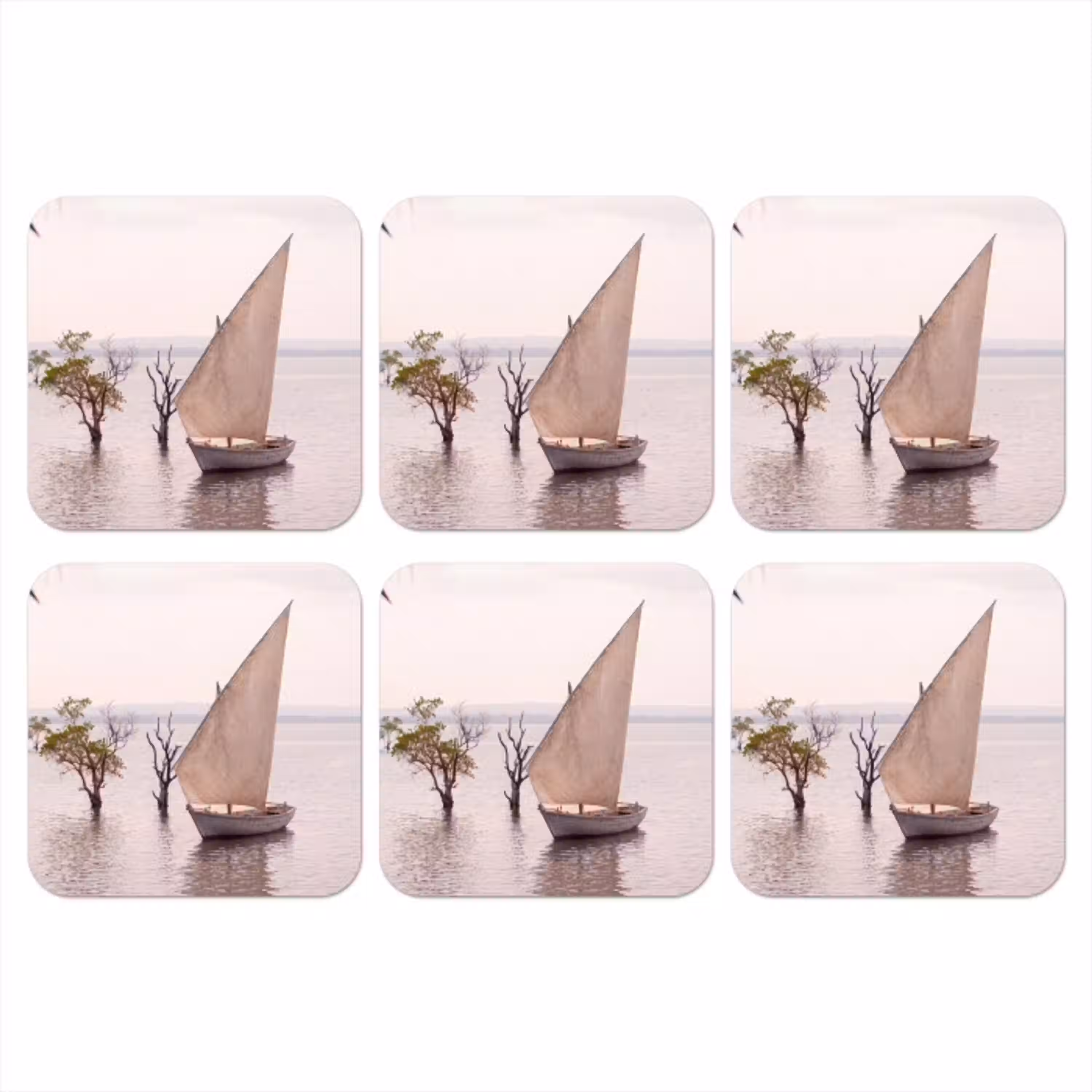 Boot - Zeil - Water - Tropisch - Natuur onderzetter kurk middel -3d