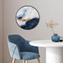 Abstract - Acryl - Blauw - Goud - Elegant Fotolijst rond zonder passe partout klein -sfeer2