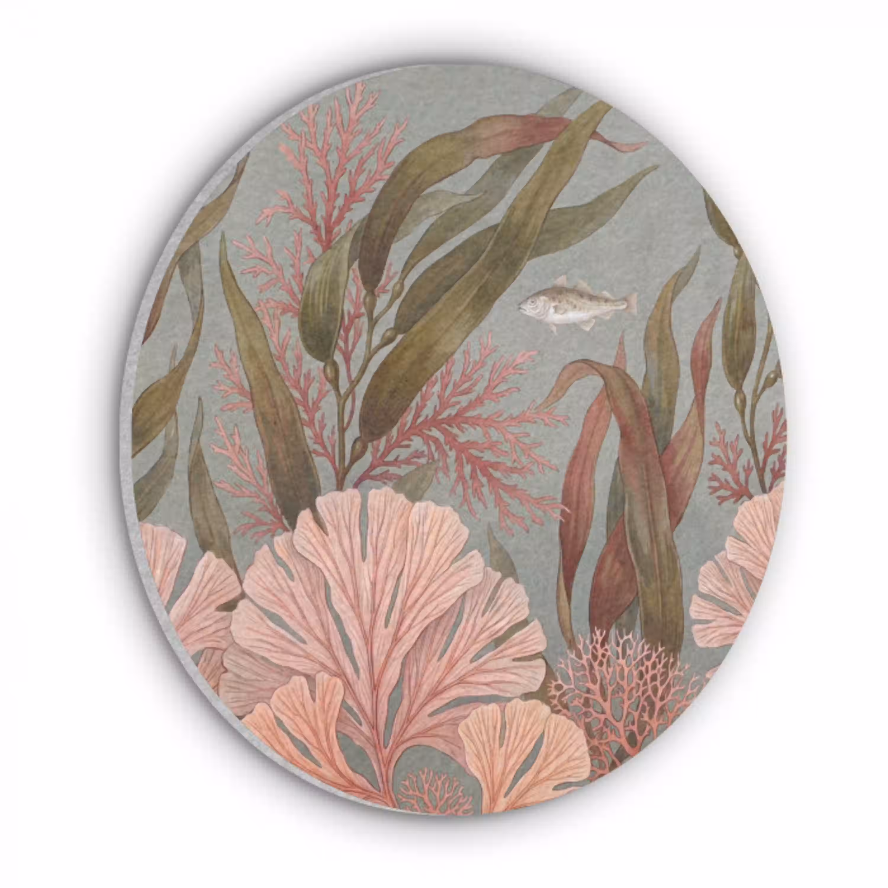 Onderwater - Planten - Vis - Vintage - Groen Akoestische PET Vilt - Rond klein -3d