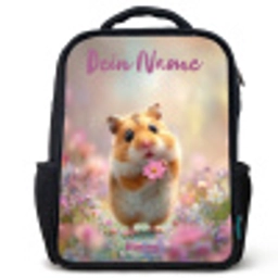 Hamster - Bloem - Natuur - Dier Rugzak - Zwart middel -3d