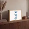 Zeester - Schelpen - Blauw Light Box met batterij (Wandlamp) middel -sfeer2