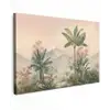 Tropisch landschap - palmbomen - Bloemen - Roze lucht canvas 2cm klein -z3d
