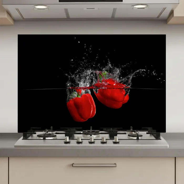 Paprika - Groente - Stilleven - Water - Rood keuken achterwand spatscherm klein -3d_website