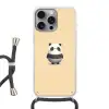 Panda - Beige - Minimalistisch Hoesje iPhone 16 Pro Max met koord klein -3d