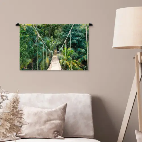 Jungle - Palmboom - Brug - Natuur - Planten Wandkleed katoen klein -sfeer4