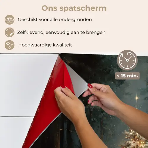 Kerstboom - Bos - Sneeuw - meerkleurig keuken achterwand spatscherm klein -spatscherm_NL