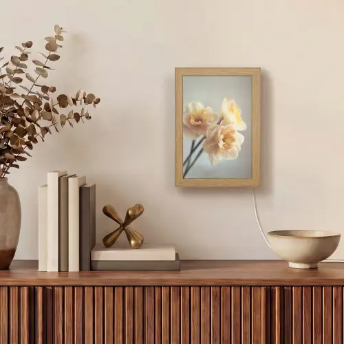 Narcissen - Geel - Bloemblaadjes Light Box met kabel (Tafellamp) klein -sfeer2