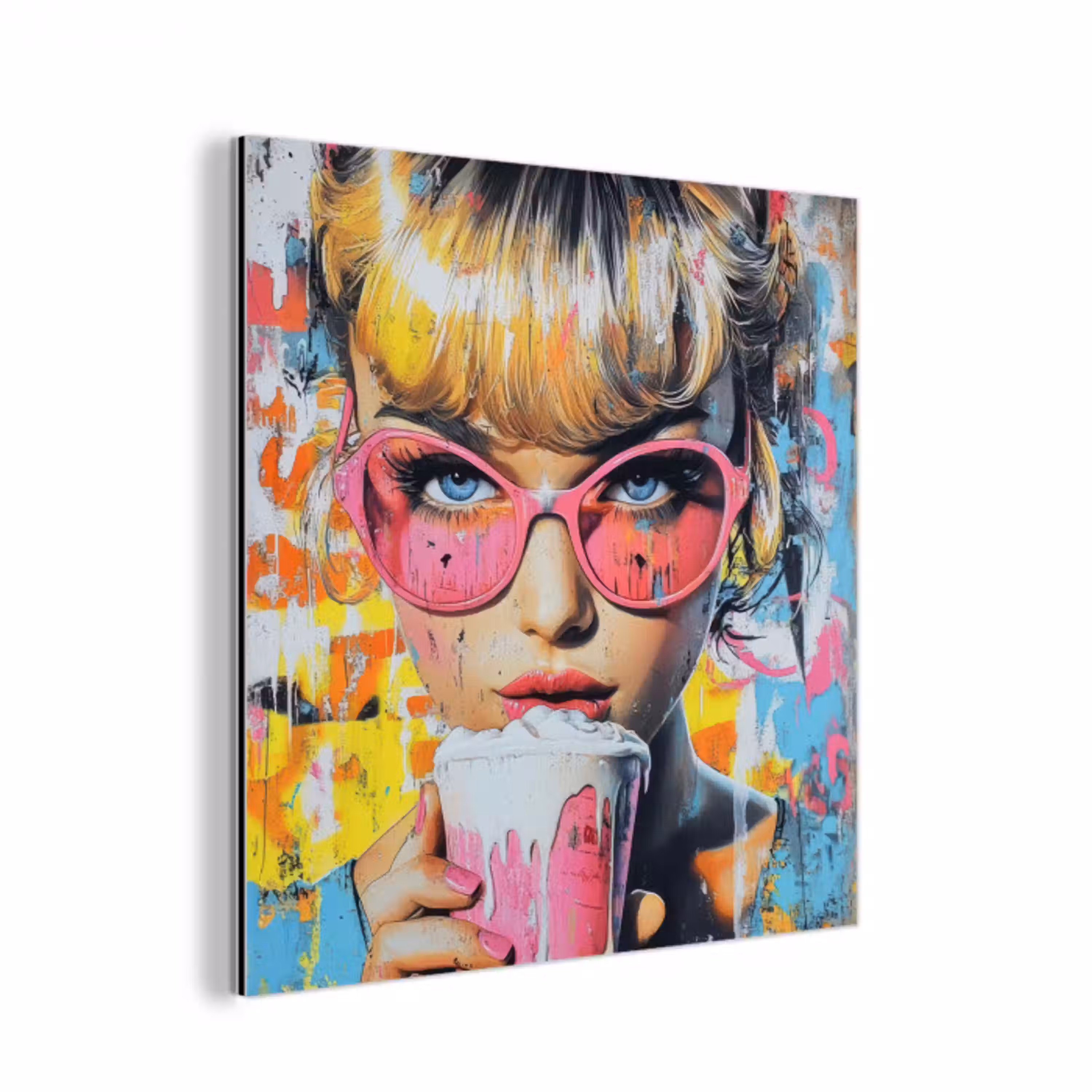 Expressief - Milkshake - Vrouw - Felle kleuren aluminium wit klein -3d