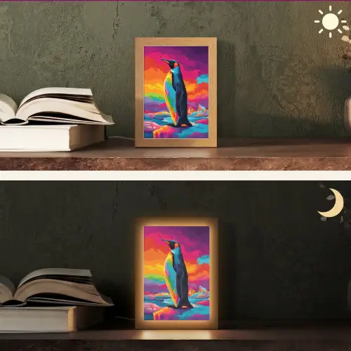 Ijsschots - Pinguïn - Abstract - Lucht Light Box met kabel (Tafellamp) klein -sfeer3