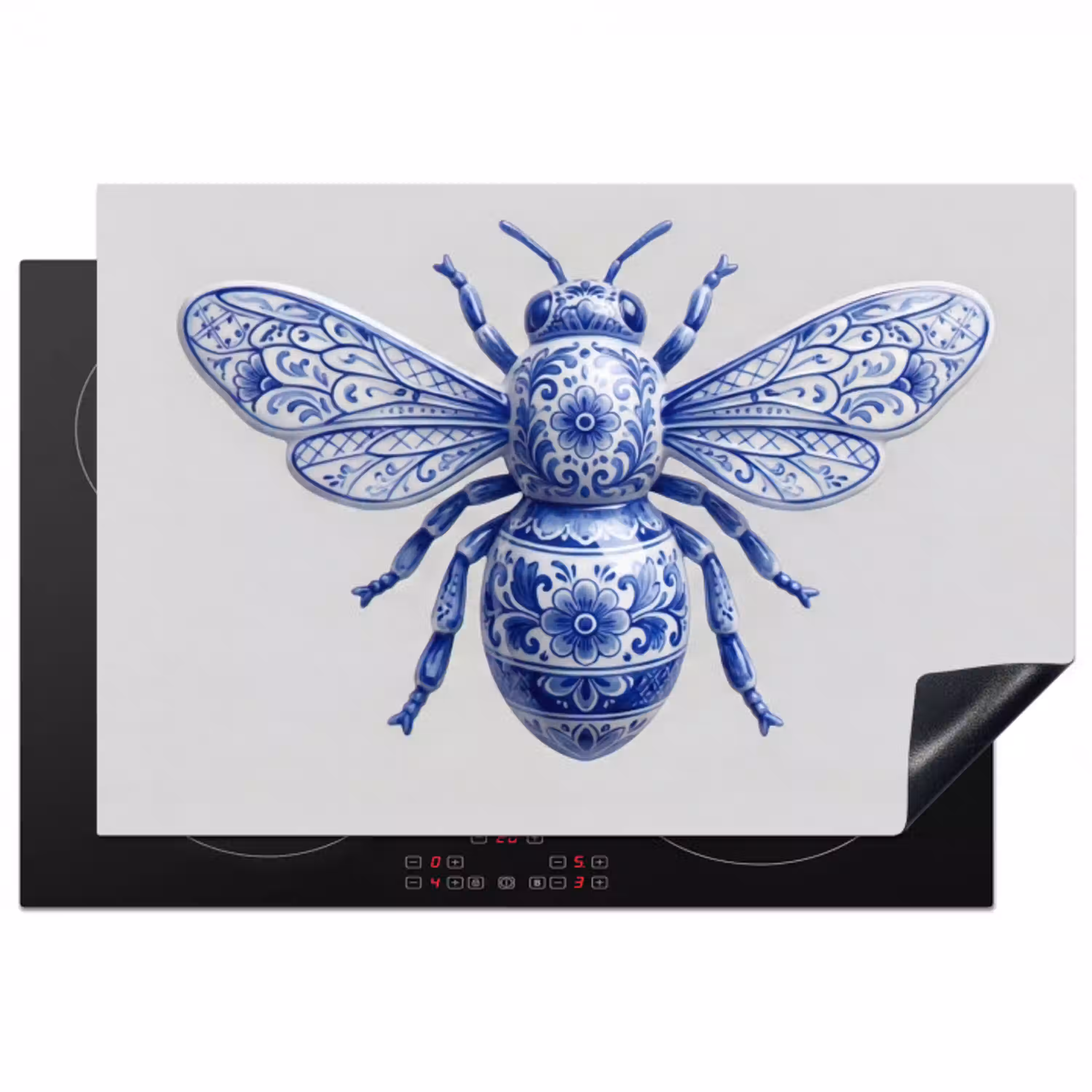 Bij - Modern - Delfts - Blauw Inductie beschermer vinyl 3mm klein -3d