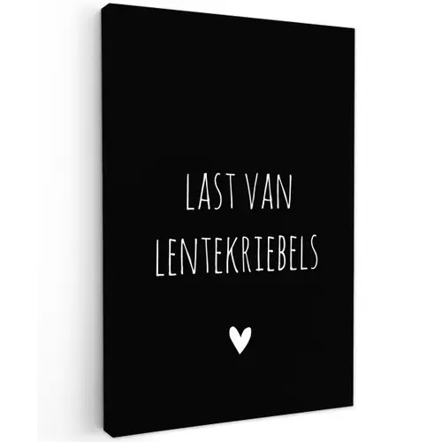 Last van lentekriebels - Quotes - Spreuken Tuinposter op houten frame 2 cm dik klein -3d