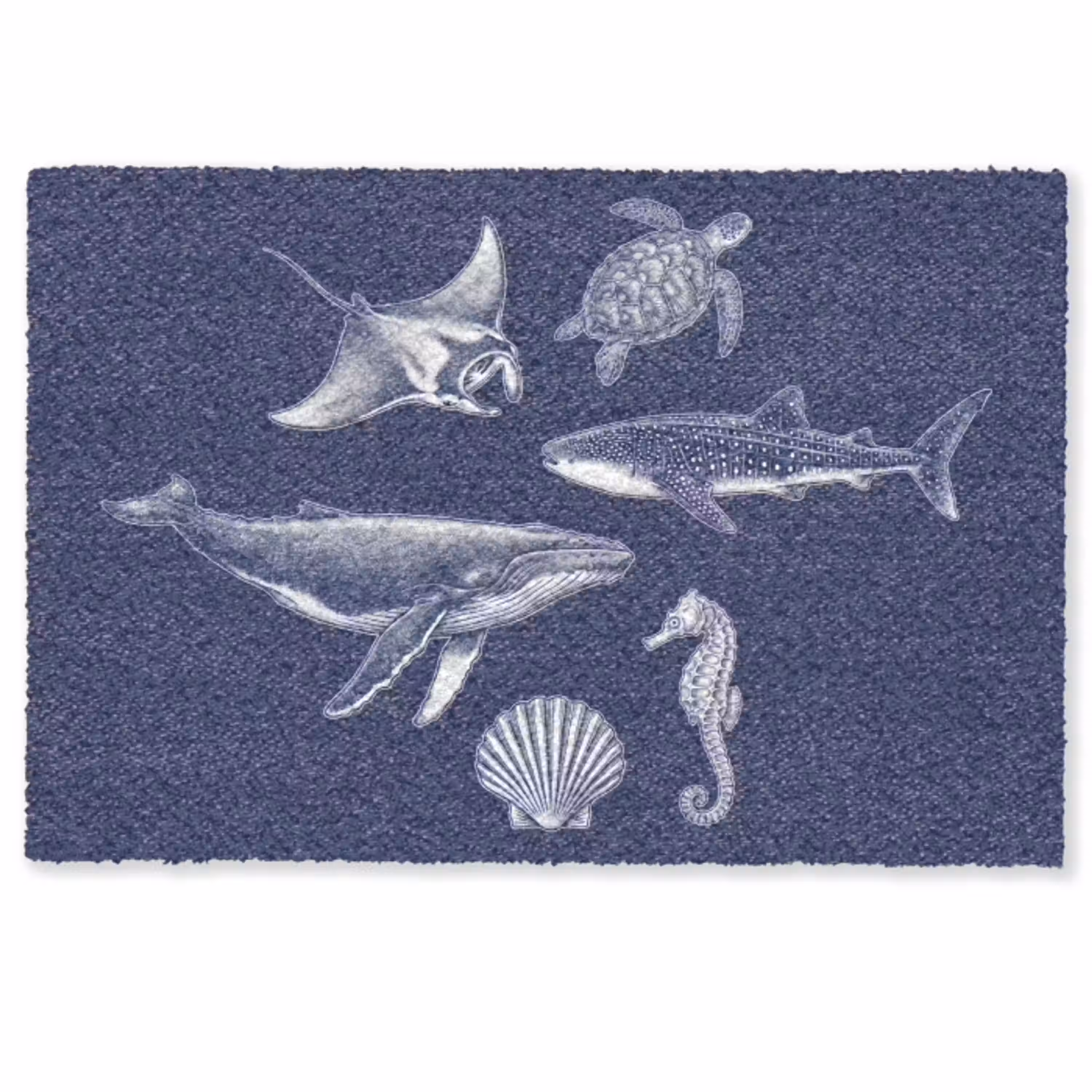 Dieren - Zeeleven - Oceaan - Graveren - Blauw Deurmat klein -zkaufland3d