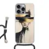 Vrouw - Hoed - Verf Hoesje iPhone 16 Pro Max met koord klein -3d