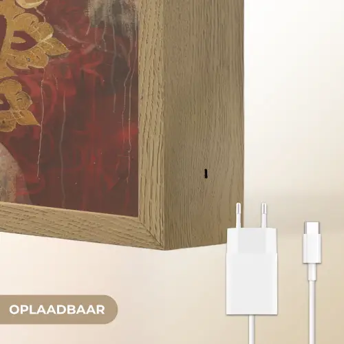 Boeddha - Mandala - Bloem - Rood - Goud - Zen Light Box met batterij (Wandlamp) middel -USP_websiteoplaadbaarNL