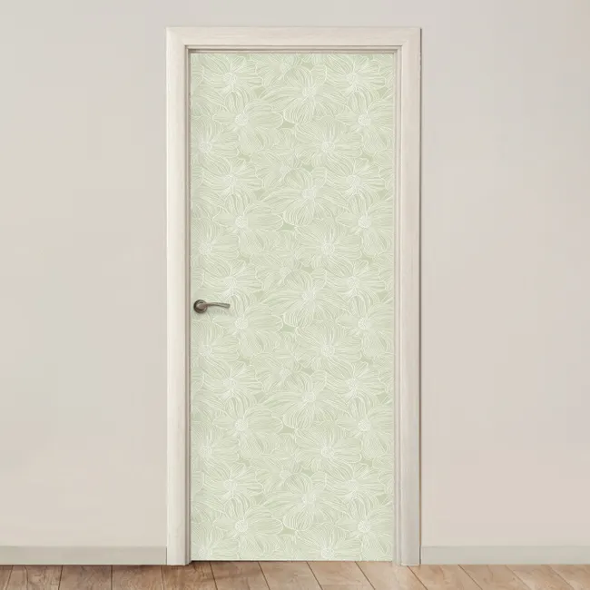 Deursticker met naam - Sereen - Bloemen - Groen