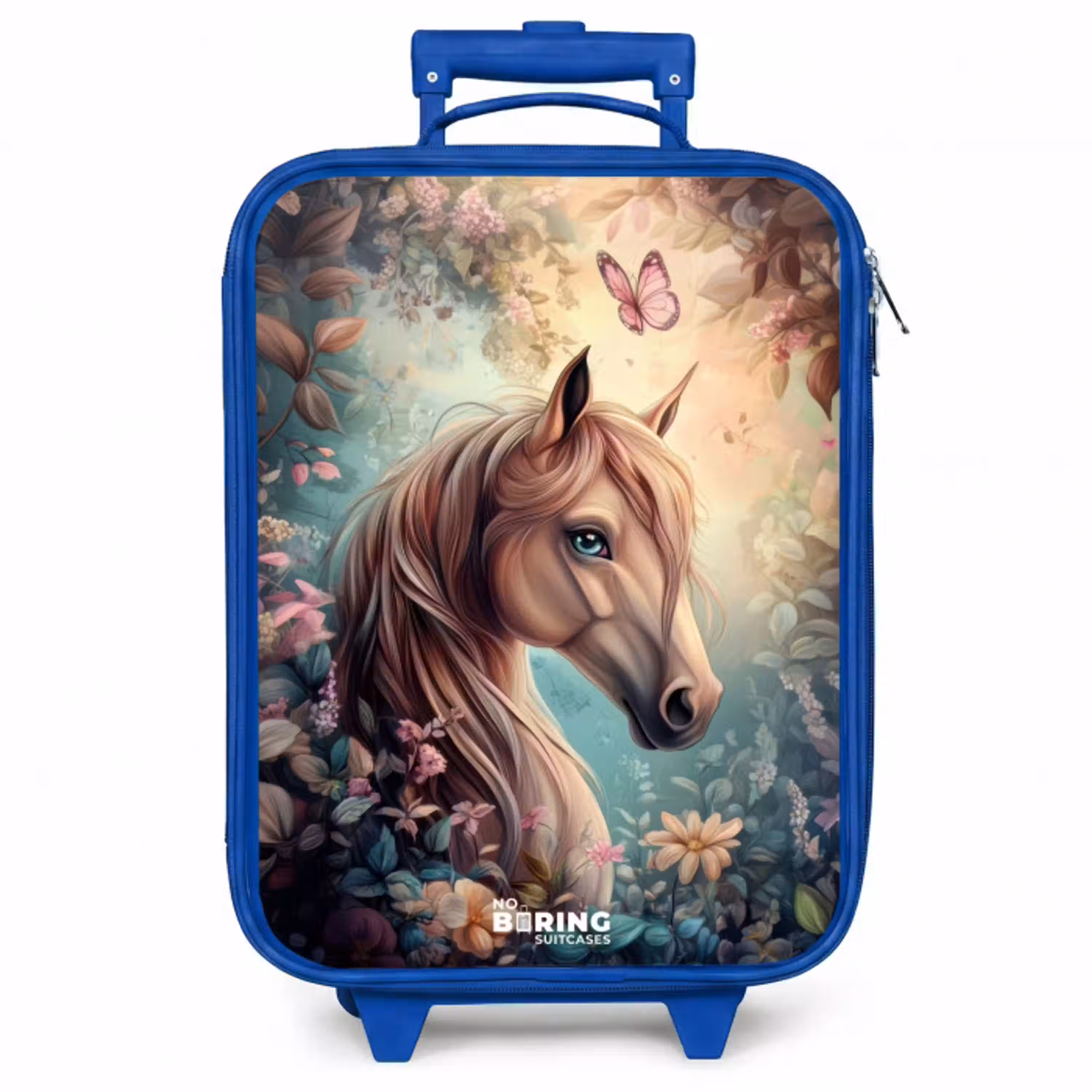 Paard met vlinders in bloementuin Kinderkoffer - Blauw klein -zzz_website3d