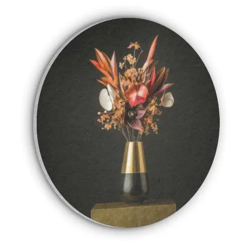 Exotisch - Boeket - Vaas - Goud Akoestische PET Vilt - Rond klein -3d