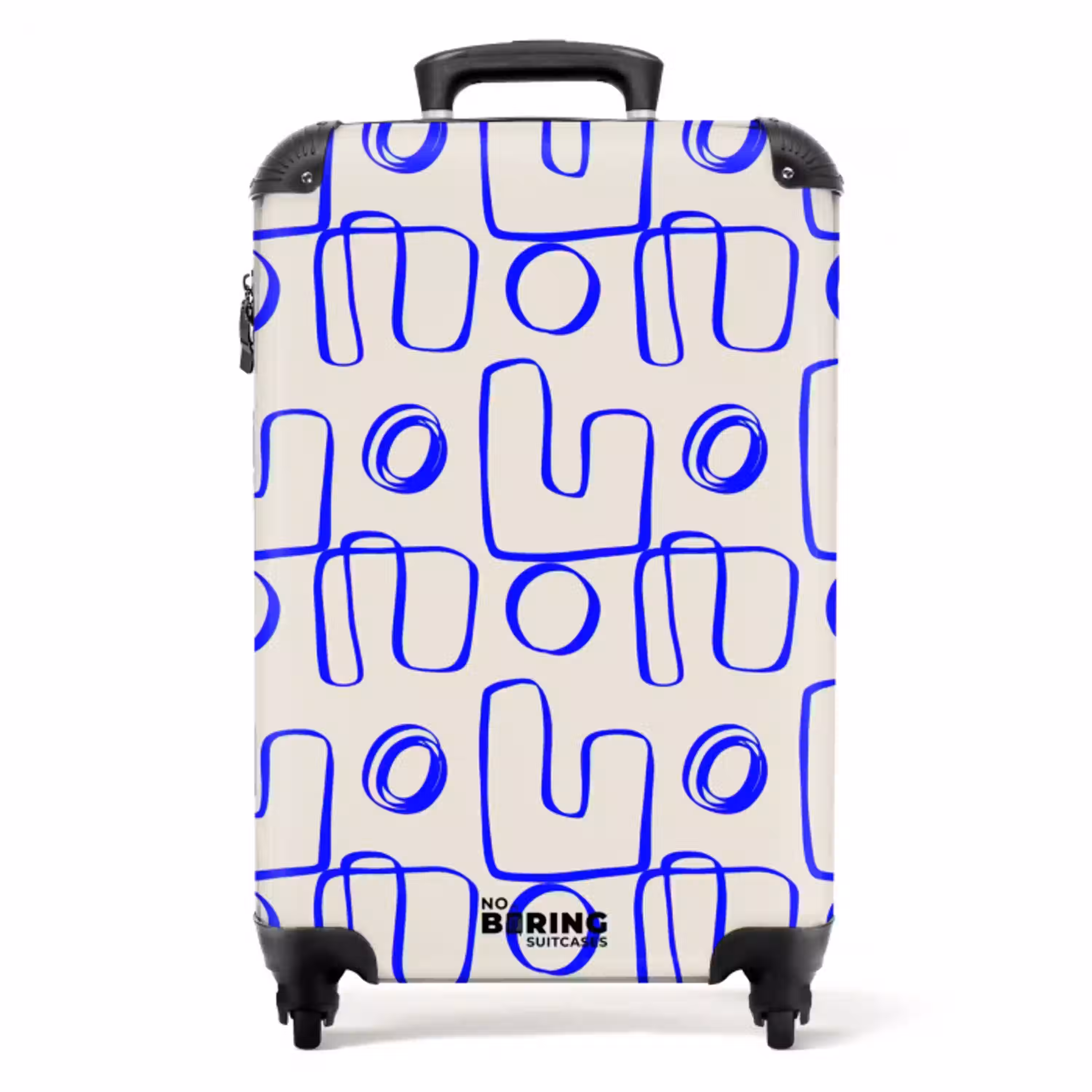 Blauwe abstracte lijnen op beige achtergrond NBS - Handbagage koffer - Volwassenen Unisex middel -productfoto_recht