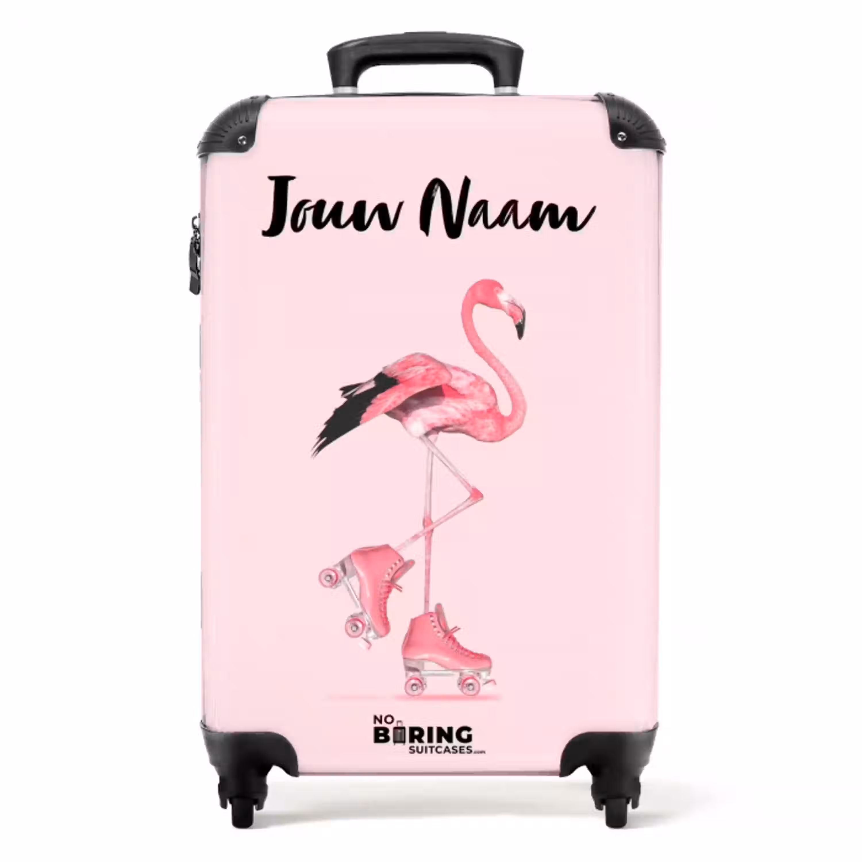 Roze rollerflamingo NBS - Handbagage koffer - Kinderen Unisex middel -productfoto_recht