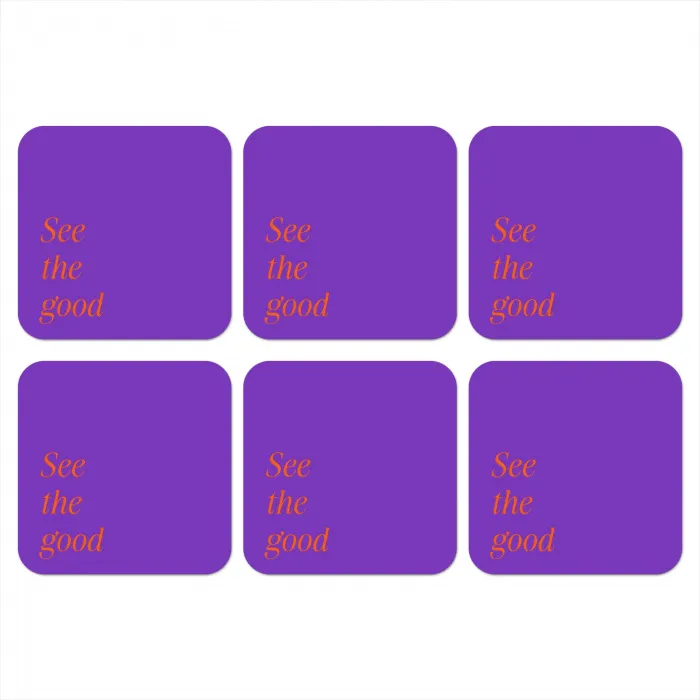 See the good - Oranje - Paars onderzetter kurk middel -3d