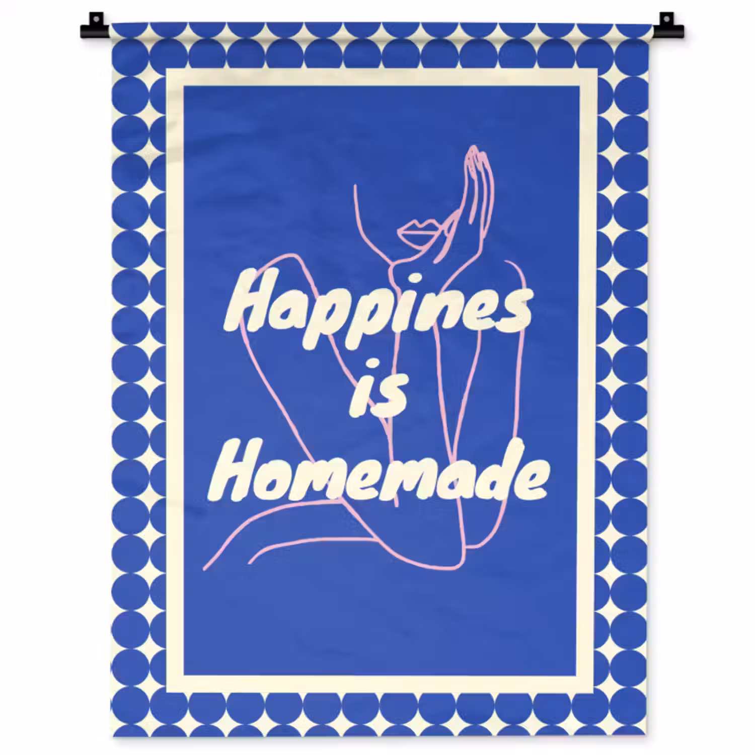 Wandkleed - Lijntekening - Vrouw - Quote - Blauw