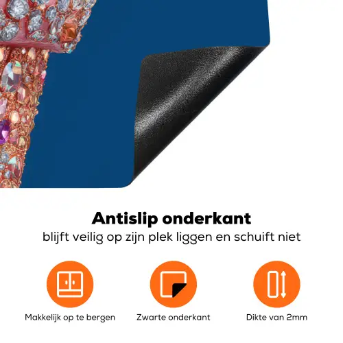 Ijsje - Hoorntje - Steentjes - Blauw Inductie beschermer vinyl 3mm klein -zzzzzzz-td-onderkant