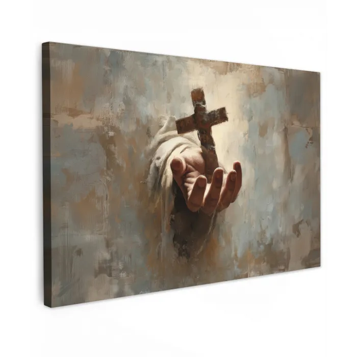 Abstract - Kruis - Hand - Christendom canvas 2cm klein -z3d