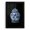 Pot - Delfts Blauw - Bloemen fotolijst zwart zonder passe partout klein -3d