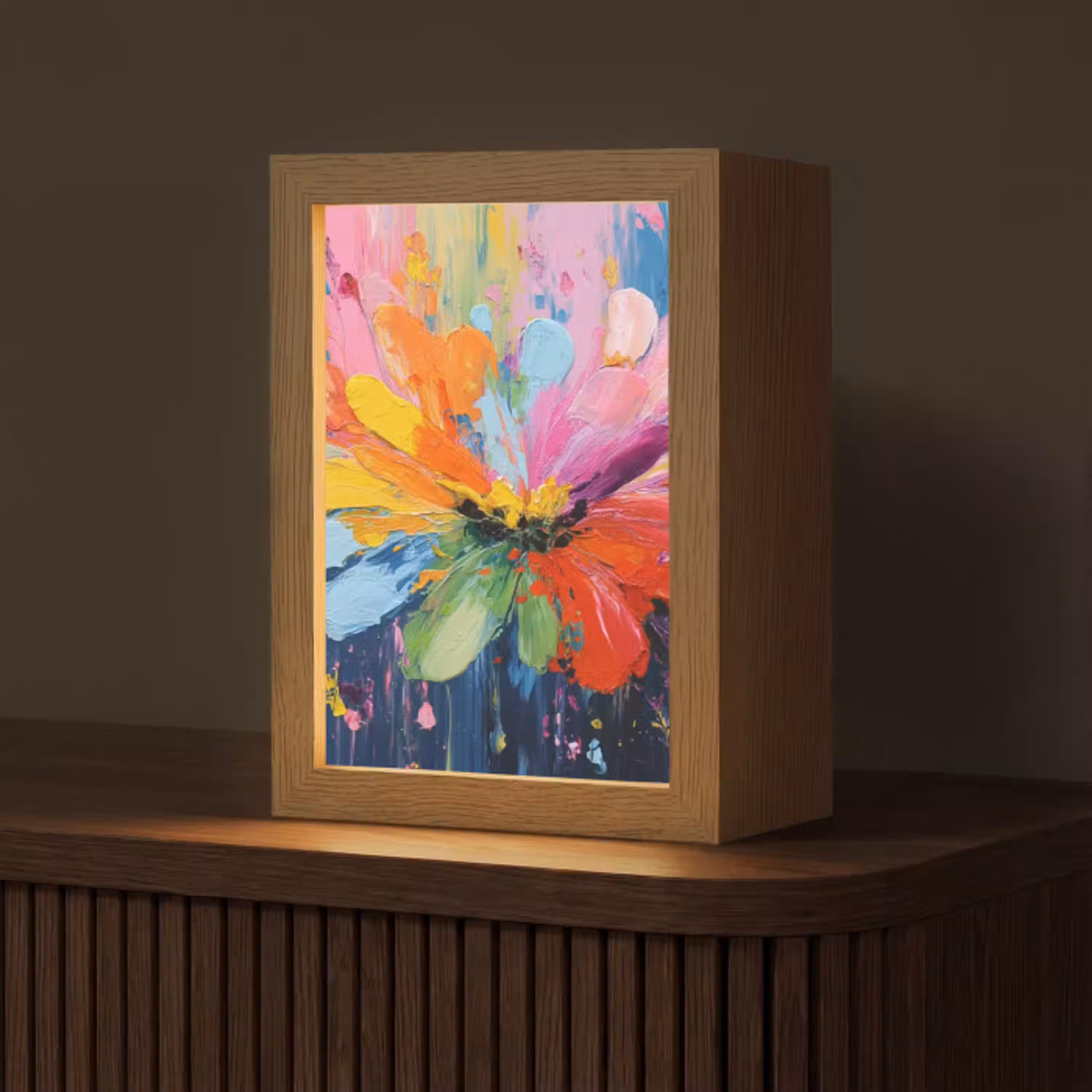 Kleuruitbarsting - Expressieve sfeer - Bloem Light Box met kabel (Tafellamp) klein -z3d_website