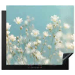 Stengels - Bloemen - Lucht - Wit Inductie beschermer vinyl 3mm middel -3d