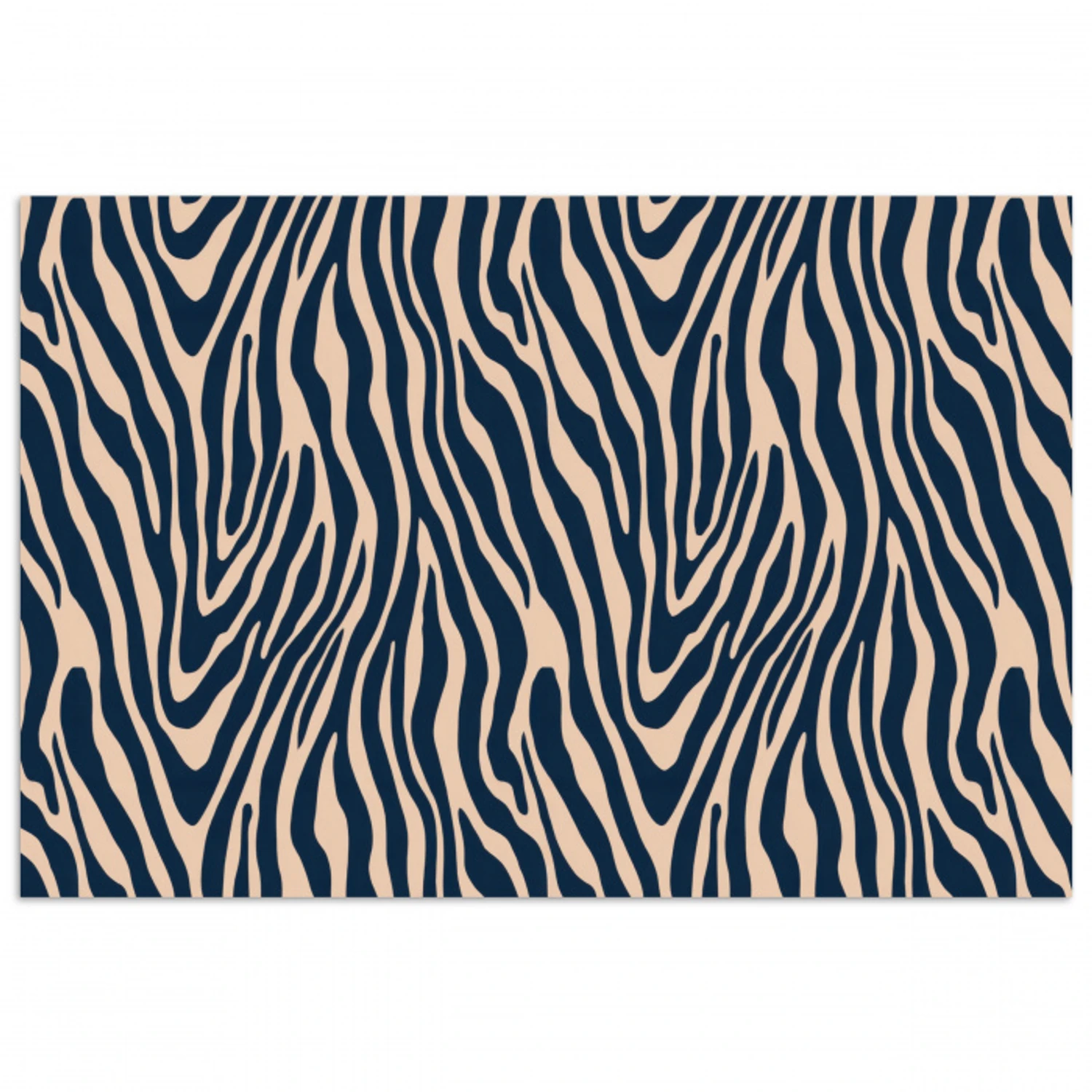 Zebra - Patroon - Blauw - Beige poster papier klein 62 -3d