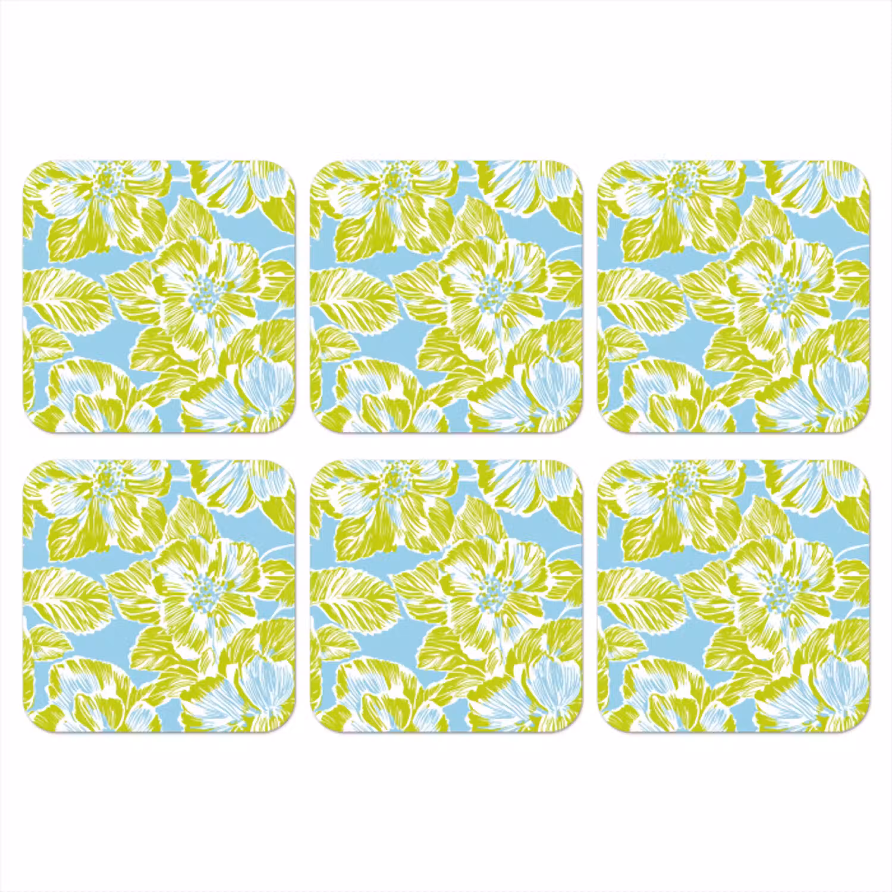 Modern - Bloemen - Groen onderzetter kurk middel 366 -3d