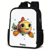 Clownvis met bellen op witte achtergrond Rugzak - Zwart middel -schuin