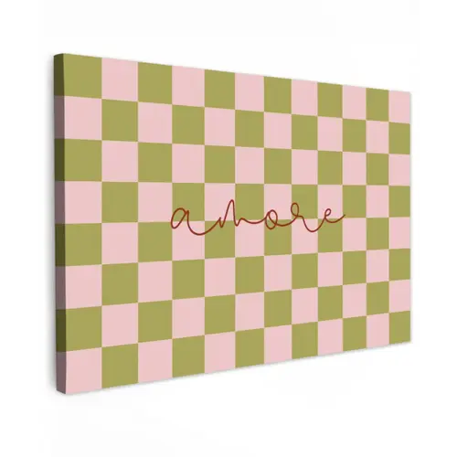 Patroon - Geblokt - Olijfgroen - Amore canvas 2cm klein -z3d