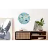 Wereldkaart - Zeeleven - Blauw Wandcirkel aluminium klein -kantoor