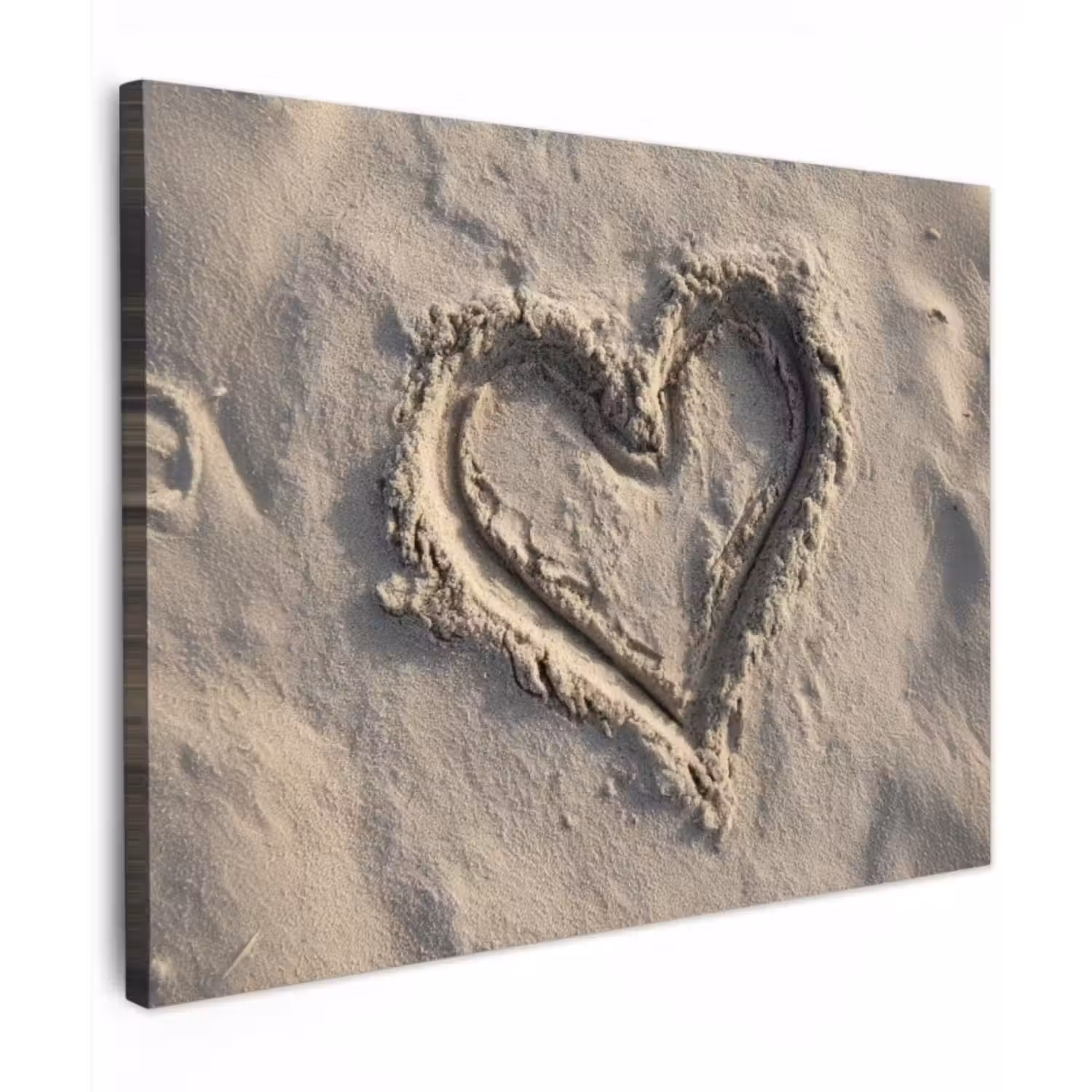 Canvas schilderij - Hartvorm - Getekend - Beige - Zand