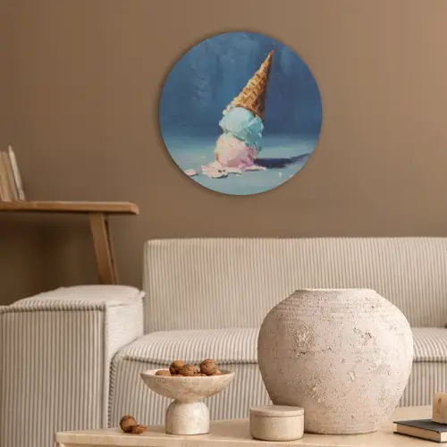 Ijshoorn - Bolletjes - Smelt - Roze Akoestische PET Vilt - Rond klein -sfeer1