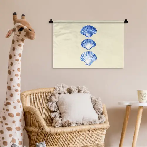 Schelpen - Blauw - Beige Wandkleed katoen klein -wsfeer5_kind