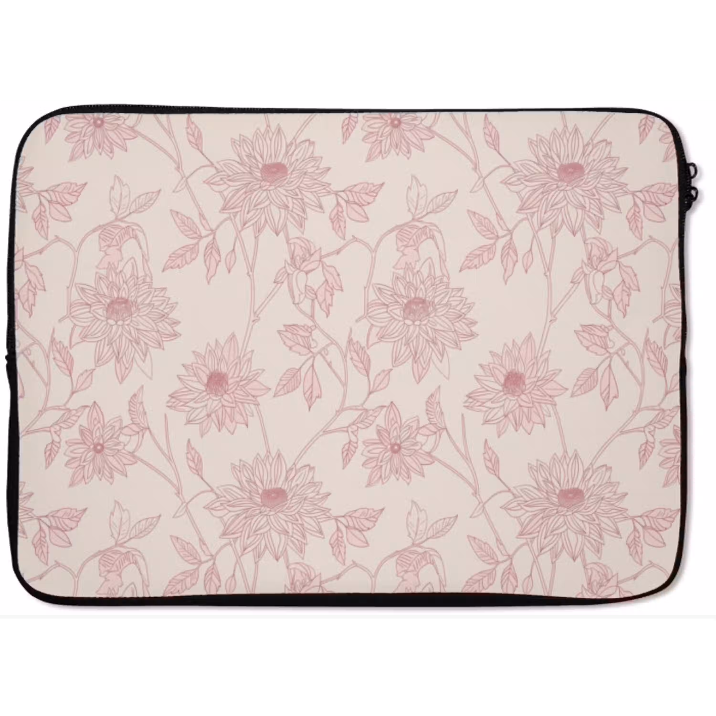 Oudroze - Dahlia's - Lijntekening - Patroon laptophoes neopreen klein 279 -zkaufland3dotto