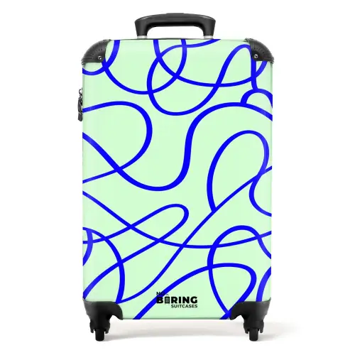 Kobaltblauw krulspoor op mintgroen NBS - Handbagage koffer - Kinderen Unisex middel -productfoto_recht