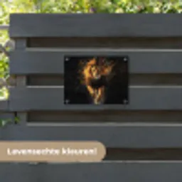 Leeuw - Zwart - Oranje - Verf tuinposter los doek klein -sfeer3