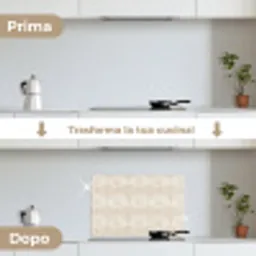 Golven - Structuur - Beige keuken achterwand spatscherm klein 900 -voor_na_IT