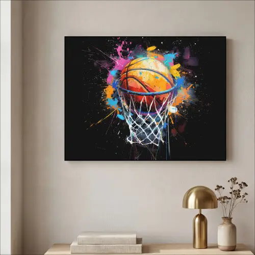 Graffiti - Sport - Basketbal - Basket Textielframe zwart klein -sfeer2