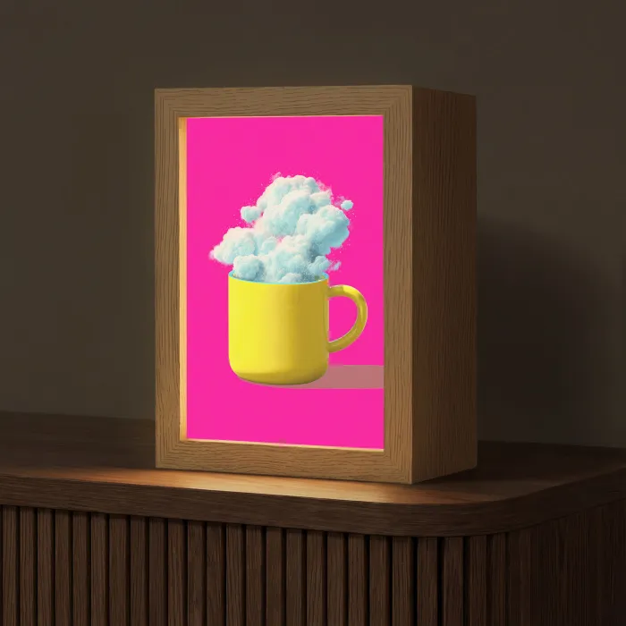 Mok - Wolken - Roze - Minimalitisch Light Box met kabel (Tafellamp) klein -z3d_website