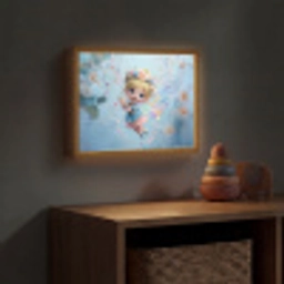 Fee - Bloemen - Sprookje - Blauw Light Box met batterij (Wandlamp kind) middel -sfeer5_kind